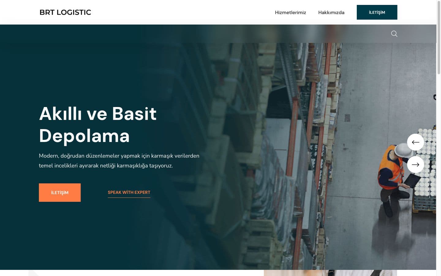 BRT Logistic web sitesi anasayfası