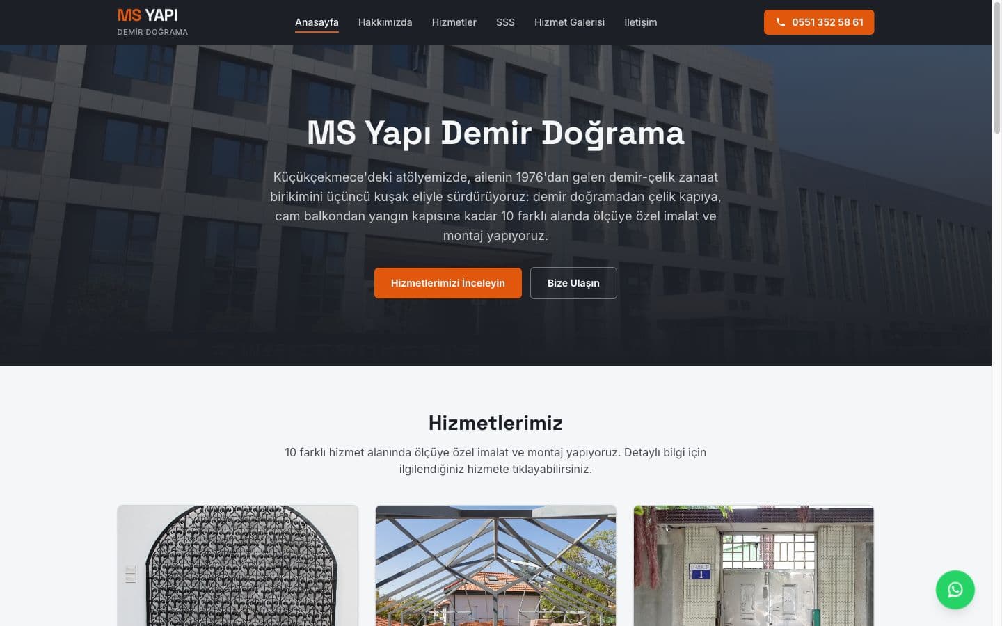 MS Yapı web sitesi anasayfası